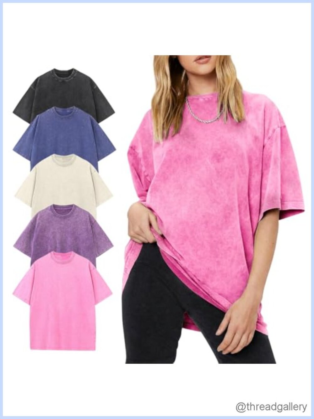 Women's Oversized 100% Cotton Acid Wash Boyfriend T-Shirt Loose Fit Vintage Tee